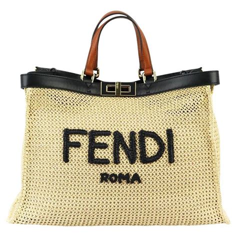 fendi sunshine straw bag|fendi large peekaboo tote.